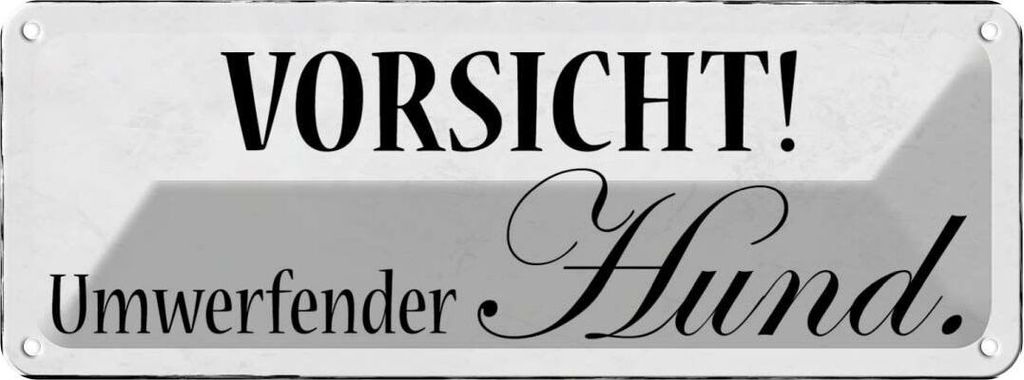 vianmo Blechschild 10x27 cm Vorsicht umwerfender Hund Warnschild Hinweisschild Sicherheit