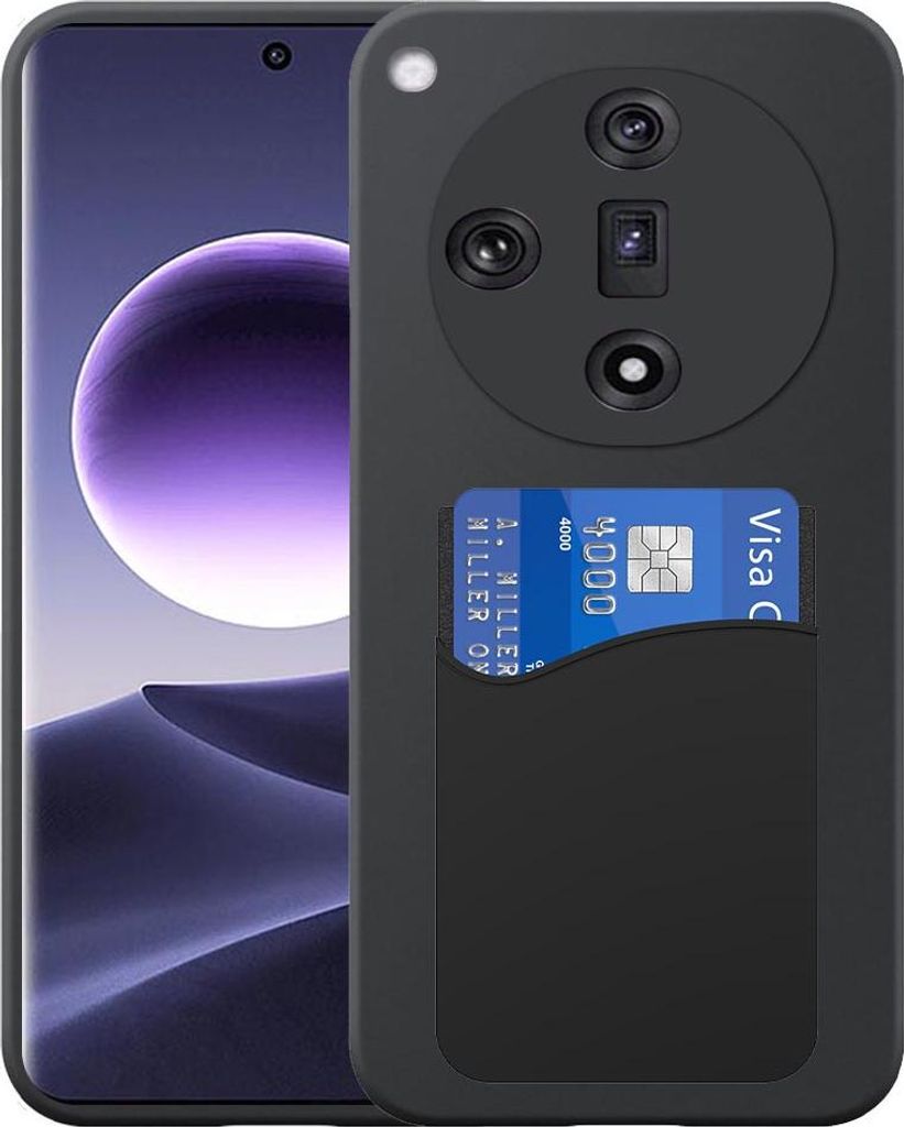 Geeignet für Oppo Find X7 Phone Case mit Silikon-Kartenhalter - Flexible Back Cover Case Silikon TPU mit Silikon Cardslot - Schwarz - Smartphonics