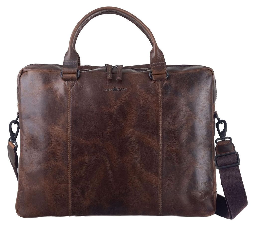 GREENBURRY Leder Businesstasche Laptoptasche mit Laptopfach Newport Business Bag Coffee dunkelbraun