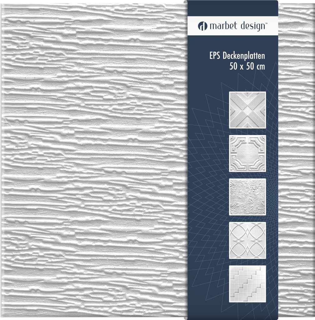 Deckenplatten aus Styropor EPS - Deckenpaneele leicht & robust im modernen Design - (10QM Sparpaket DYNASTY 50x50cm) Deckenplatten Feuchtraum Decke