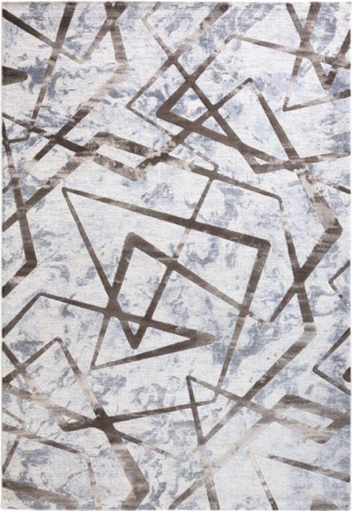 Wohnzimmerteppich modernes geometrisches Design braun kurzfloorig Double MAR001