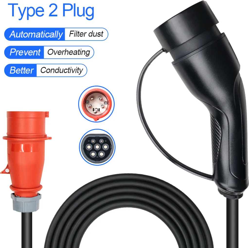 Borne de recharge mobile Type 2 11kW triphasé - Câble extra long 10m - 5