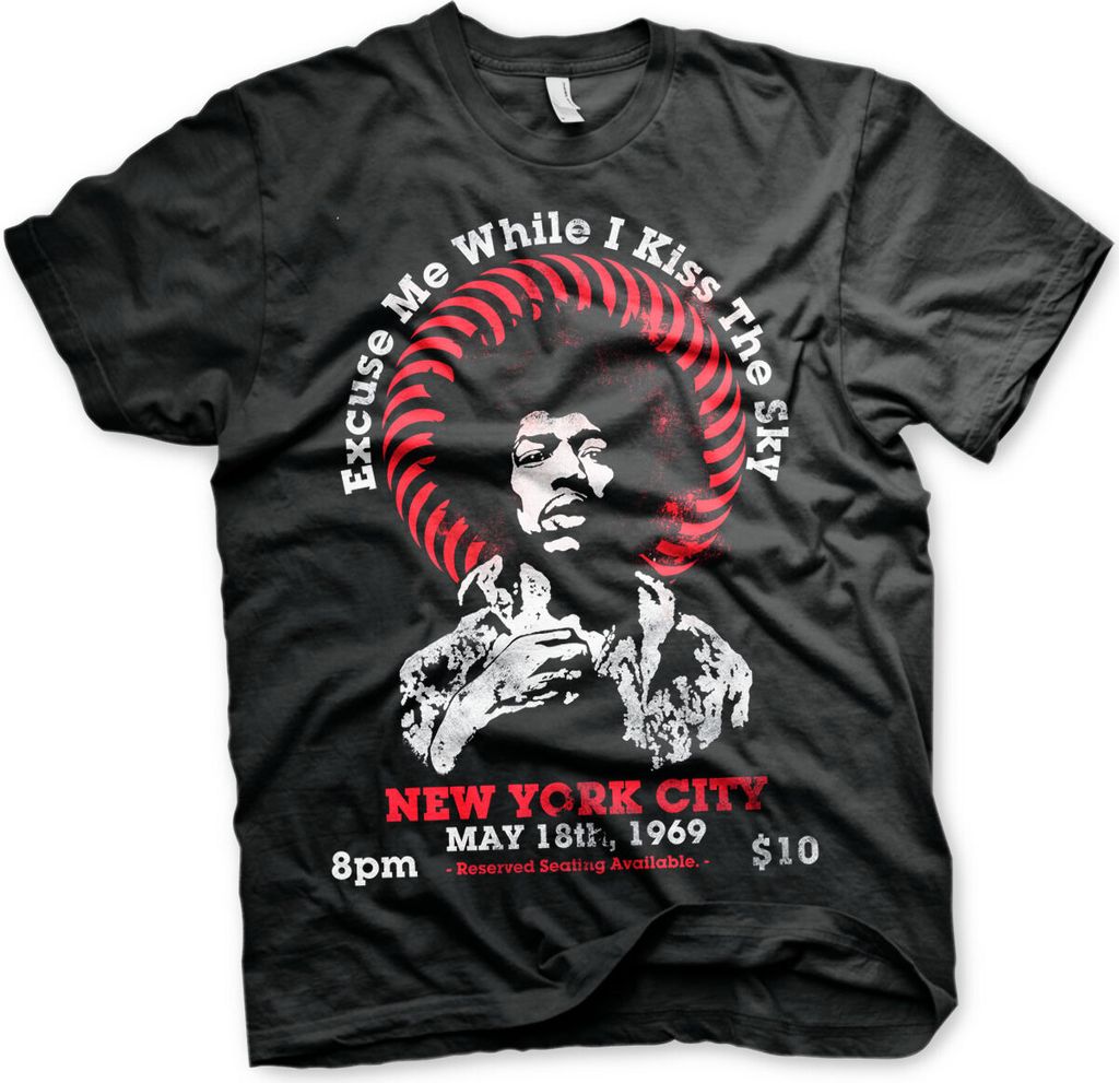 Jimi Hendrix Live In New York Black 2XL T-Shirt