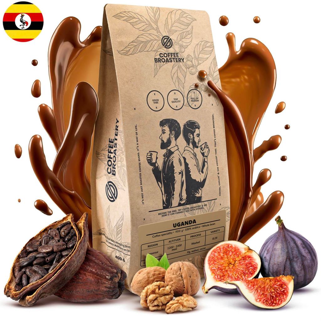 Coffee Broastery - Kaffeebohnen Uganda Kanyenye Spezialitätenkaffee 400g - Frisch Geröstet - 100% Arabica - Walnuss, Kakao - Ganze Bohnen