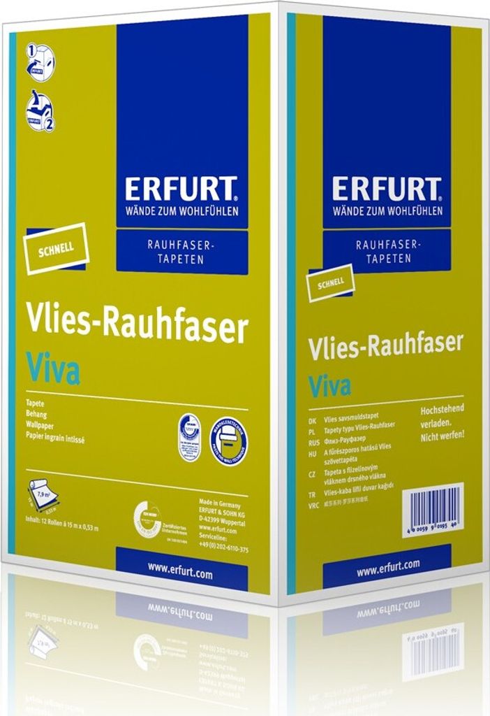 12 Rollen Erfurt Vlies Rauhfaser Viva Tapete | 15x0,53m