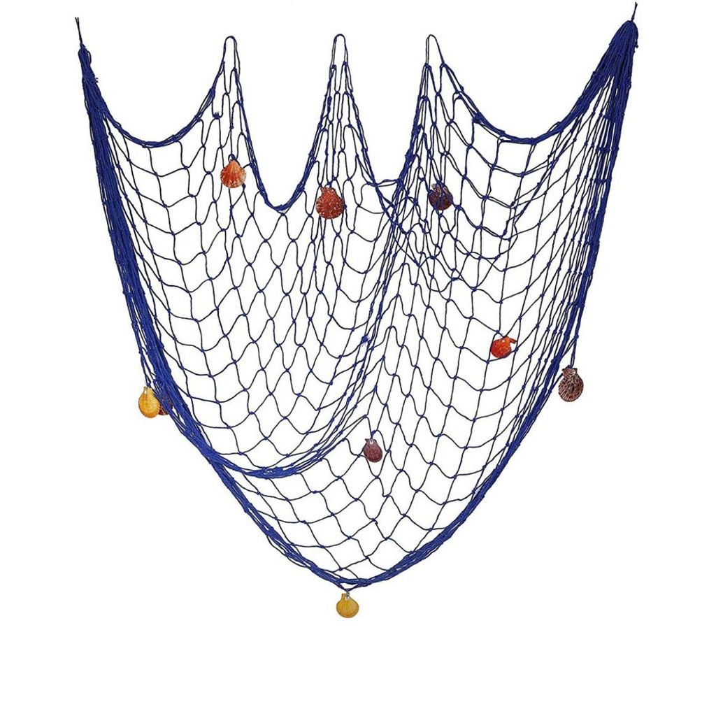 Fischernetz Dekoration, 1m x 2m Maritime Deko mit Muscheln