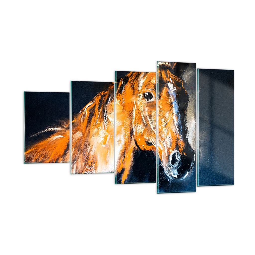 Bilder auf glas - Pferd Natur Tier - 100x60cm - Glasbilder - Wandbilder - Kunstdruck - zum Aufhängen bereit - Wanddekoration aus Glas - Glas Bilde...