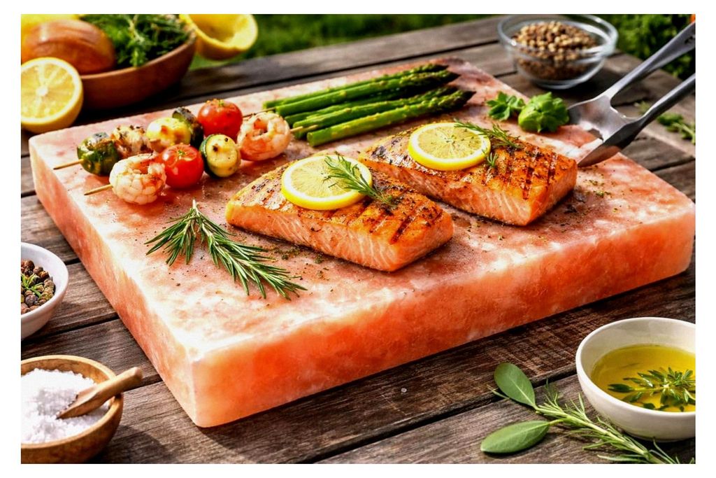 Salzstein XXL 40x20x5 cm - große Salzplatte zum Grillen und Braten - lebensmittelecht, naturbelassen und ohne Chemie - für BBQ und Küche