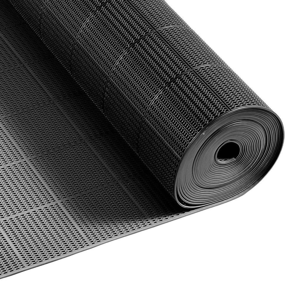 PVC Drainagematte - Antirutsch-Bodenmatte Rolle - 0,9 x 15 m - Offenes Hohlprofil für schnellen Wasserablauf - Für Nassbereiche: Pool, Terrasse, ...