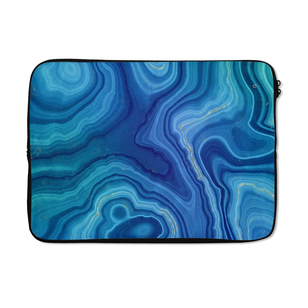 MuchoWow Laptop Hülle 14 ZollMarmor - Achat - Blau - Steine Laptoptasche - Laptoptasche - Stoßsicher - Schutzhaube