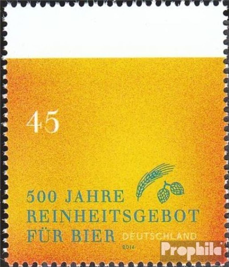 Briefmarken BRD 2016 Mi 3229R mit Zählnummer (kompl.Ausg.) postfrisch Reinheitsgebot für Bier