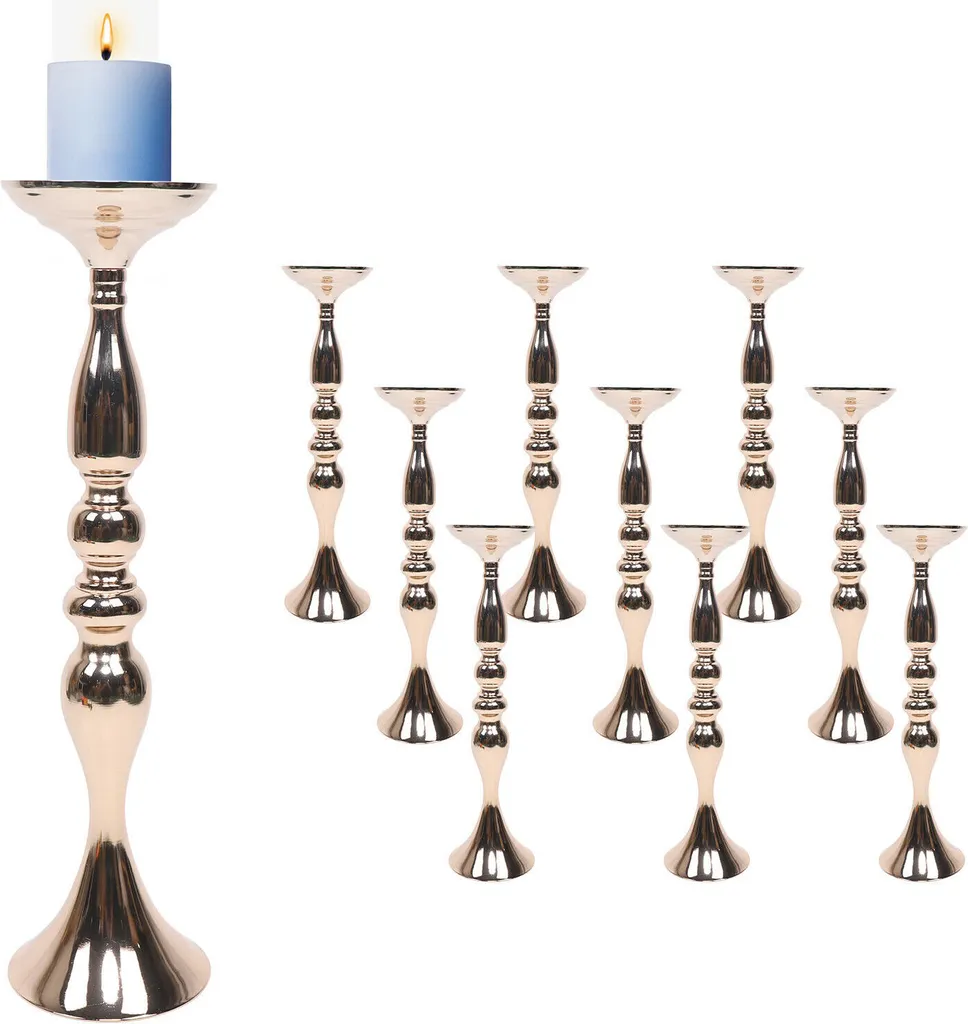 Chandelier Mariage Métal Or Design Cœur Lot de 10 Pièces Haut de Gamme