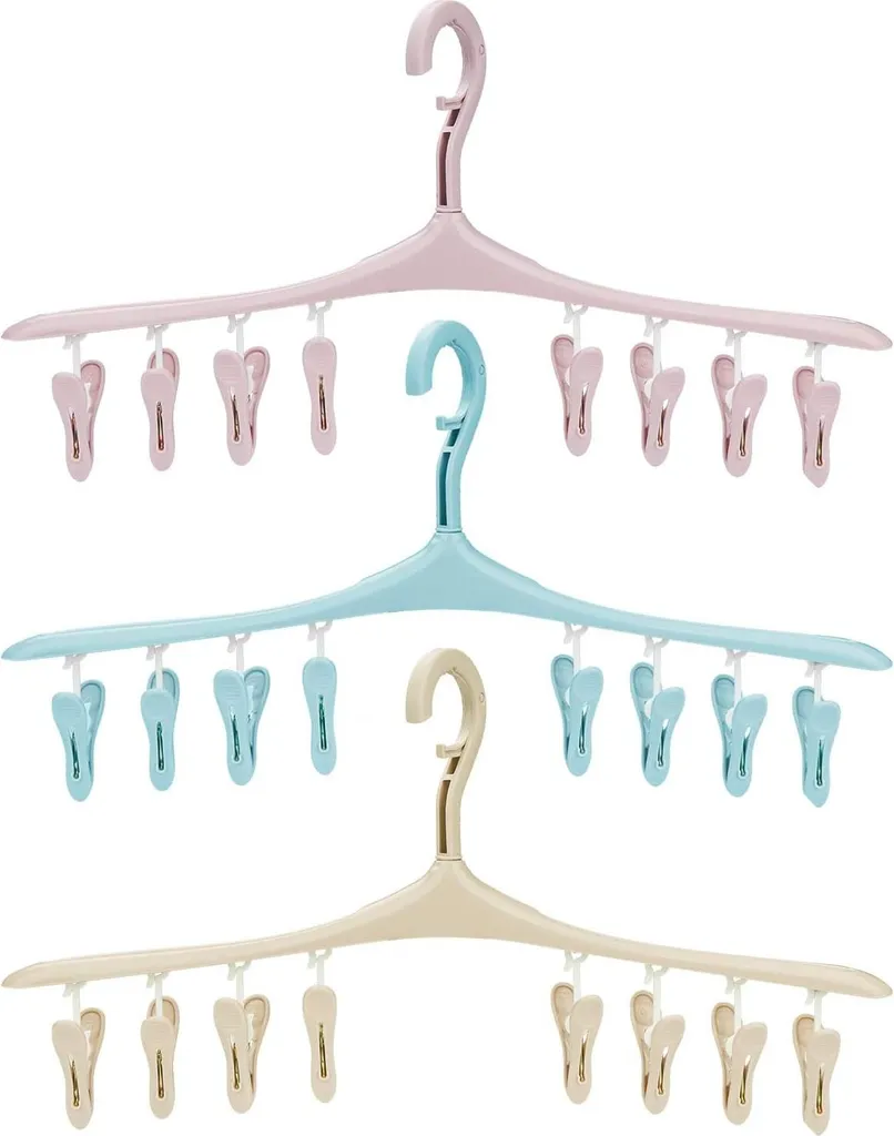 Étagère de séchage pivotante 3 pièces avec clips design coupe-vent