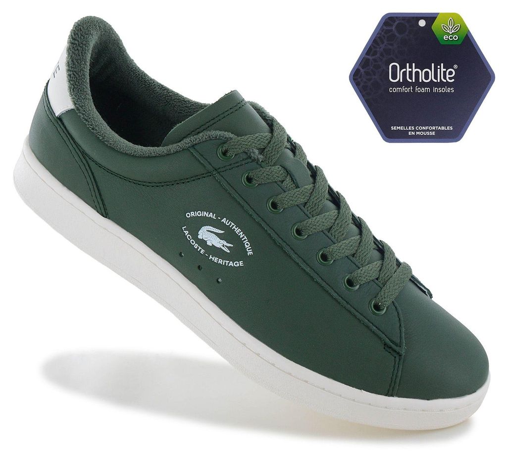 LACOSTE Carnaby Set 224 - Herren Sneakers Schuhe Leder Grün 748SMA00121X3 , EU 46 UK 11