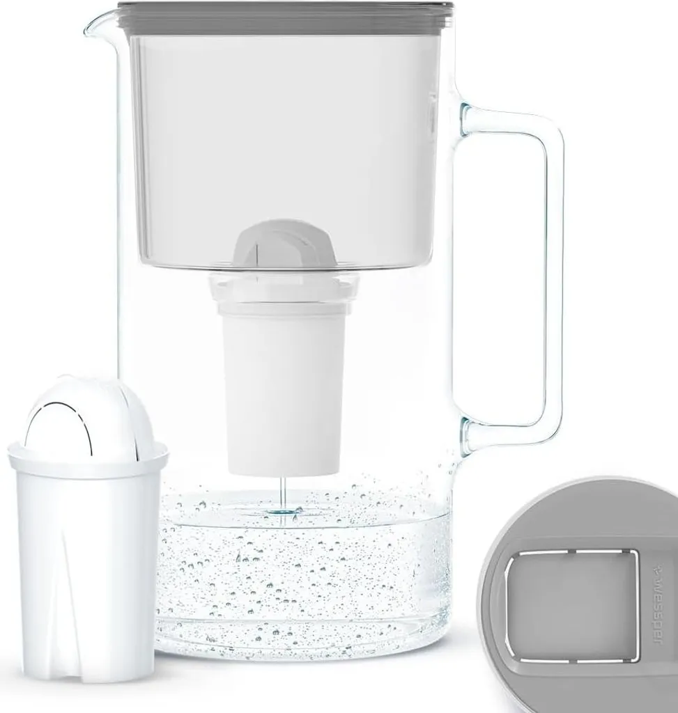 Carafe filtrante verre 2,5L contre le calcaire compatible Brita Classic