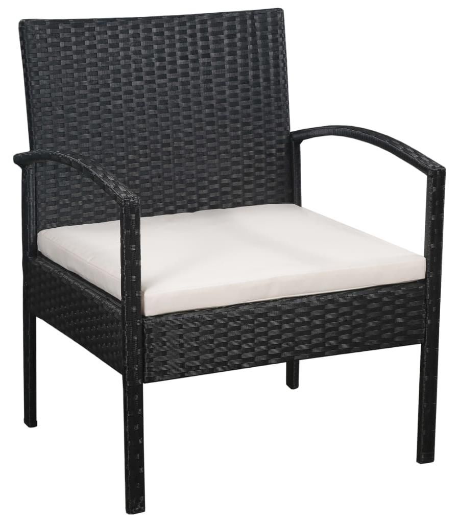 vidaXL 5-tlg. Garten-Lounge-Set mit Auflagen Poly Rattan Schwarz