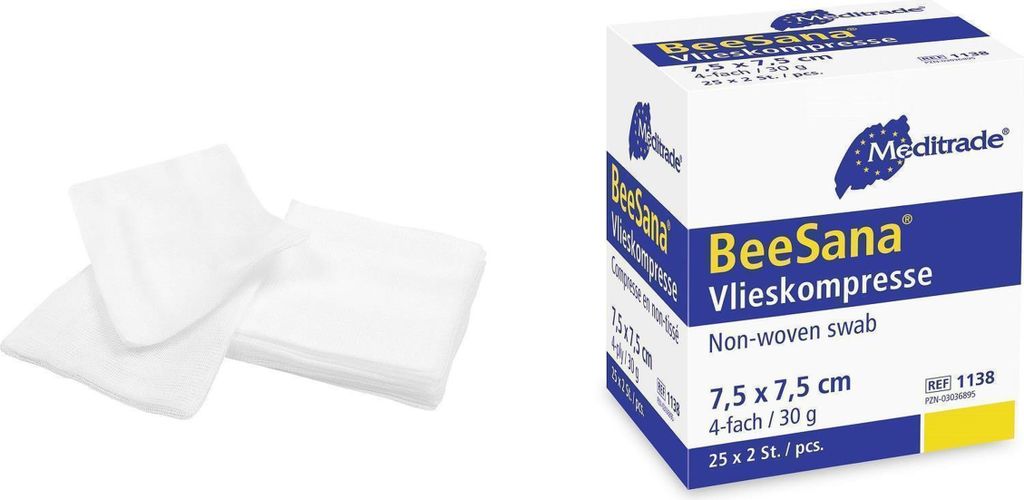 1350 BeeSana Vlieskompressen - steril - 6-fach - 30 g - 5 x 5 cm - Kompressen