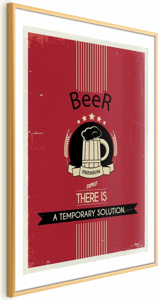 Poster Birra Premium 40x60 Retro - Cornice Oro Margine Bianco