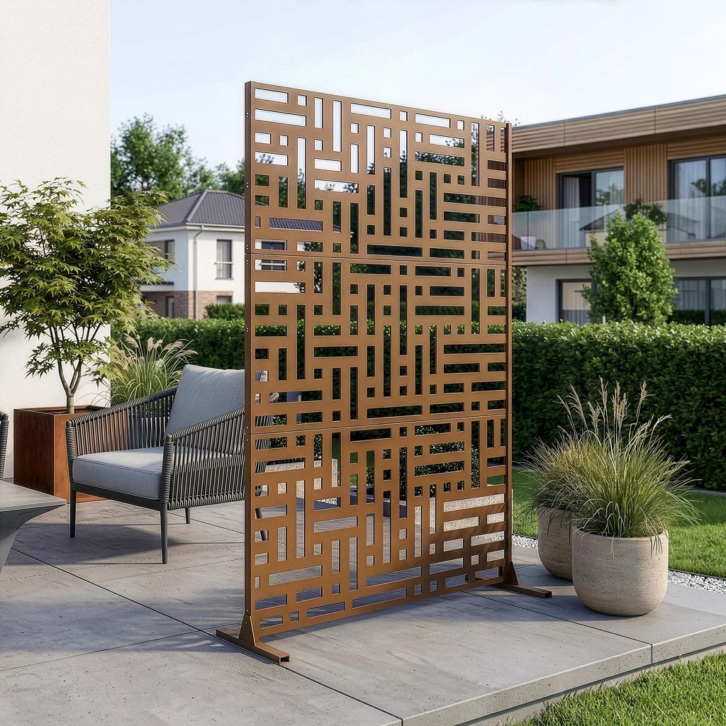 Trennwand ‘Bernalda’ 180 x 120 cm Stahl Braun Produktbild 