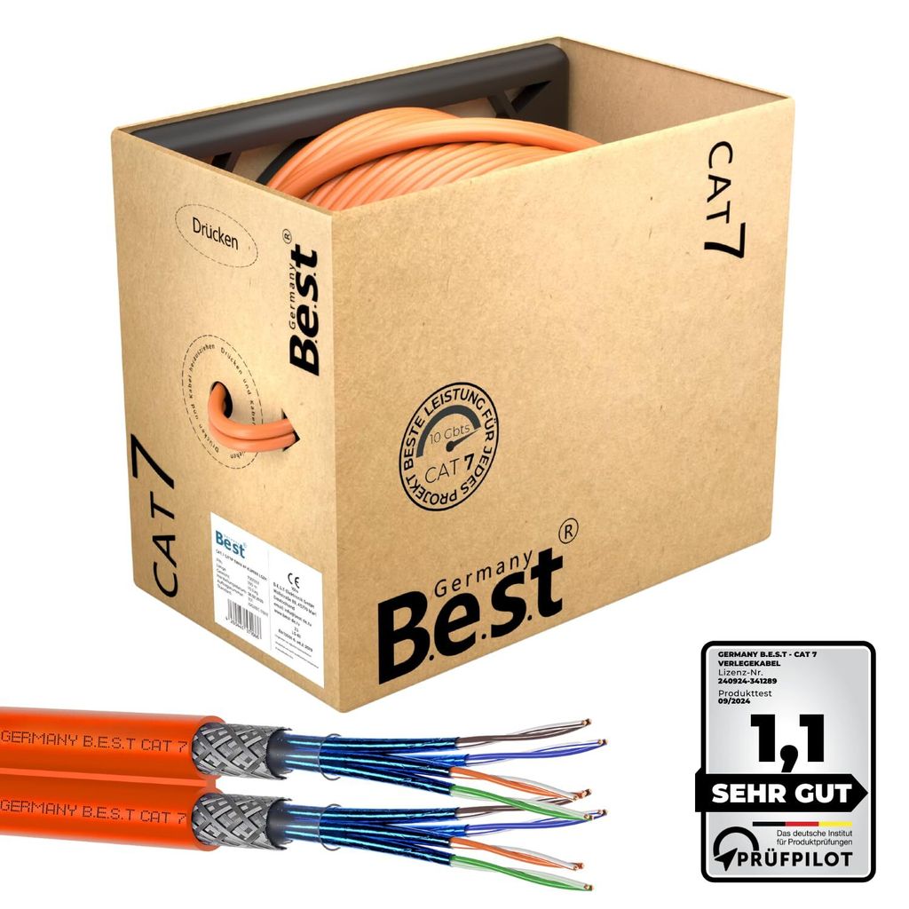 100 m CAT.7 Verlegekabel Duplex Germany B.e.s.t  , Produktbild 