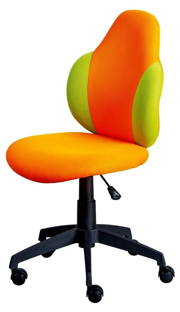 Höhenverstellbarer Kinderschreibtischstuhl Astrid in Orange/Grün mit ergonomischer Rückenlehne