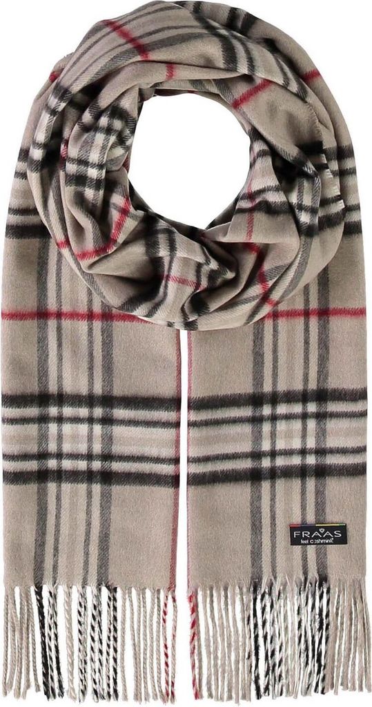 FRAAS Schal Cashmink Scarf with FRAAS Plaid Camel Grey grau mehrfarbig