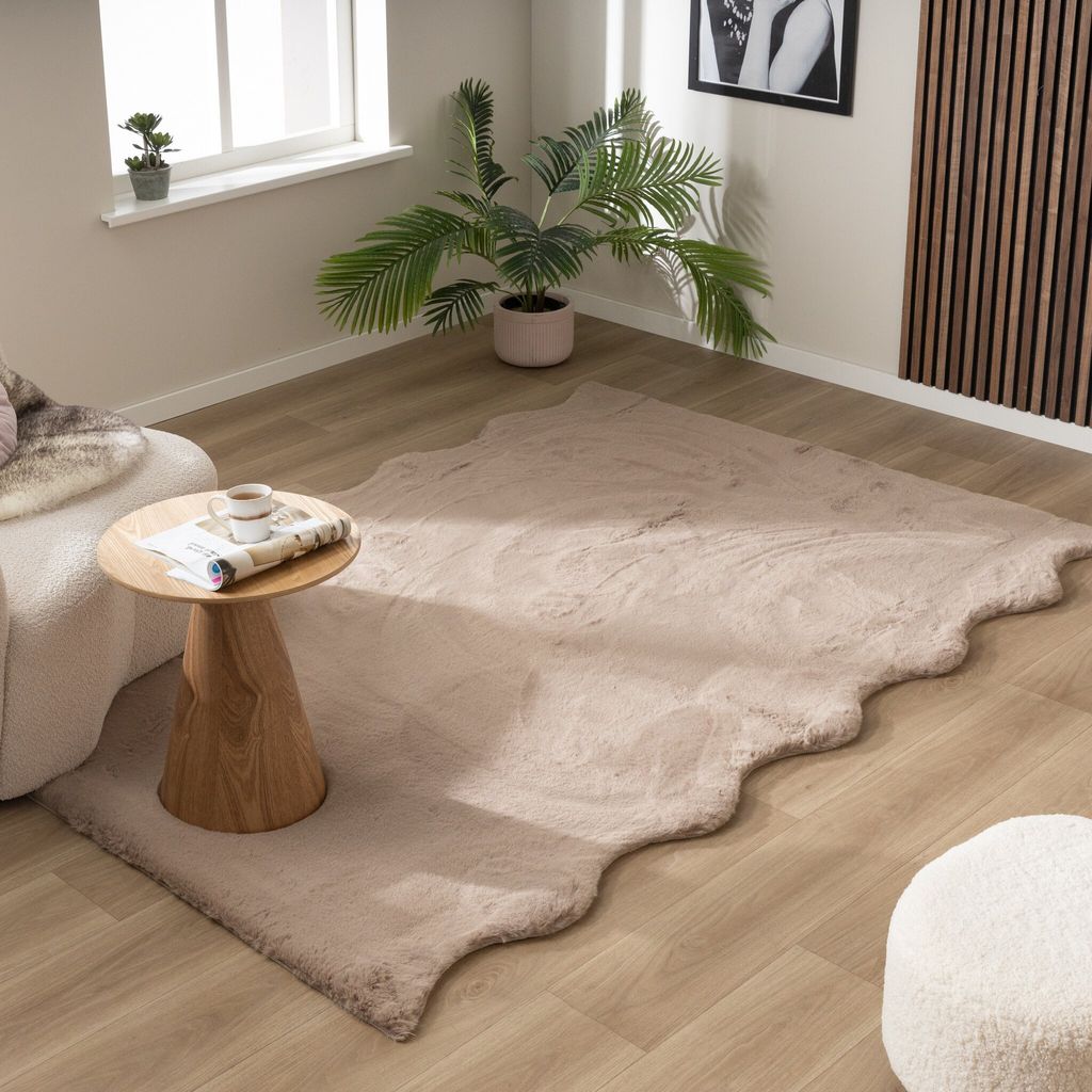 Volero - Hochflor Teppich - Comfy Supreme Wavy Taupe - 80x150 cm - Wohnzimmer, Schlafzimmer - Modern, Skandinavisch