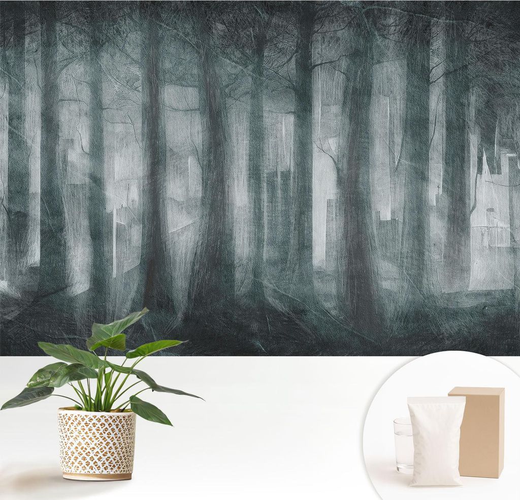 Fototapete - 152x104 cm - Tapete - Wandtapete - Wandbilder - Dekofolie - Tapete Folie - Wand - Dekoration - Wohnzimmer - geheimnisvoller Wald