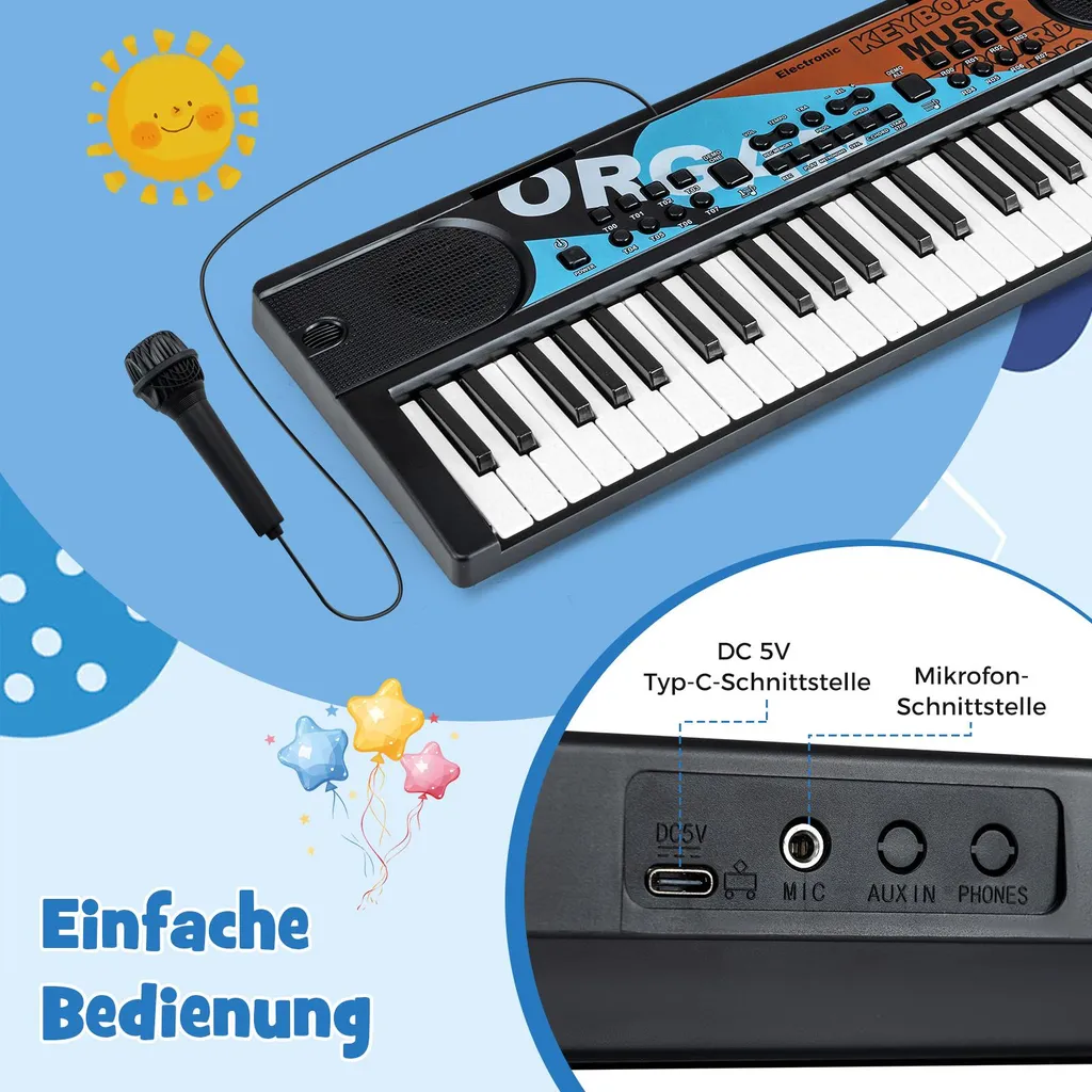 Piano pour enfants COSTWAY Clavier Électrique 49 Touches avec Micro - 6