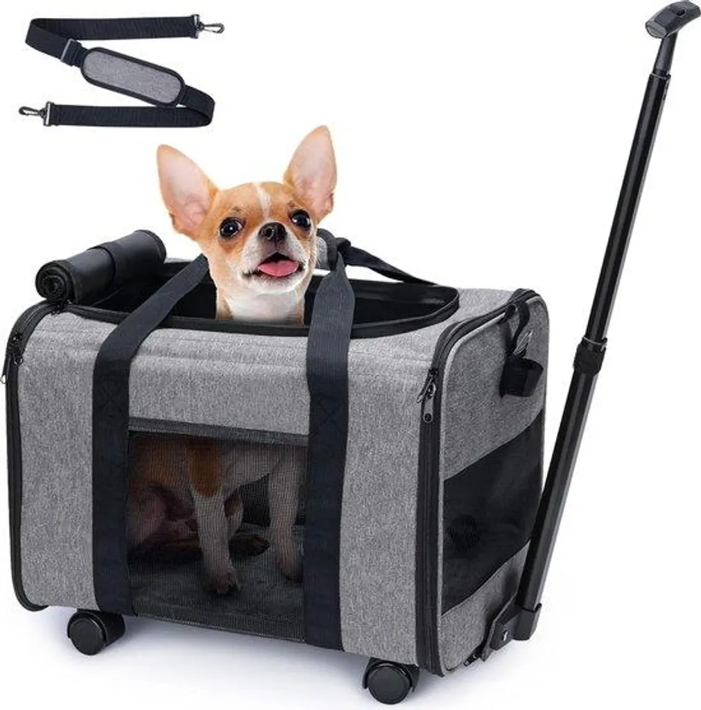 Caisse de transport souple et pliable pour voyage chien et chat - M