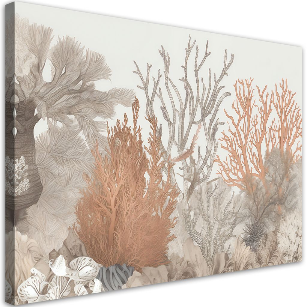 Leinwandbild Meerespflanzen 90x60 Feeby Beige bild für die wand bereit zum aufhängen