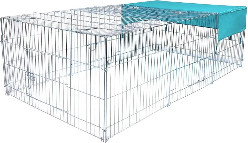 Enclos pour chiots et parc à lapins modulable Diva XL Argent Happyment