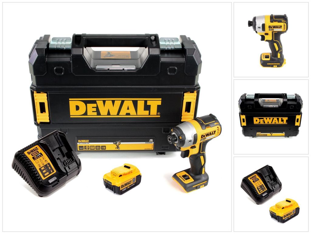 DeWalt DCF 887 M1T Akku Schlagschrauber 18 V 205 Nm 1/4" Brushless + 1x Akku 4,0 Ah + Ladegerät + TSTAK
