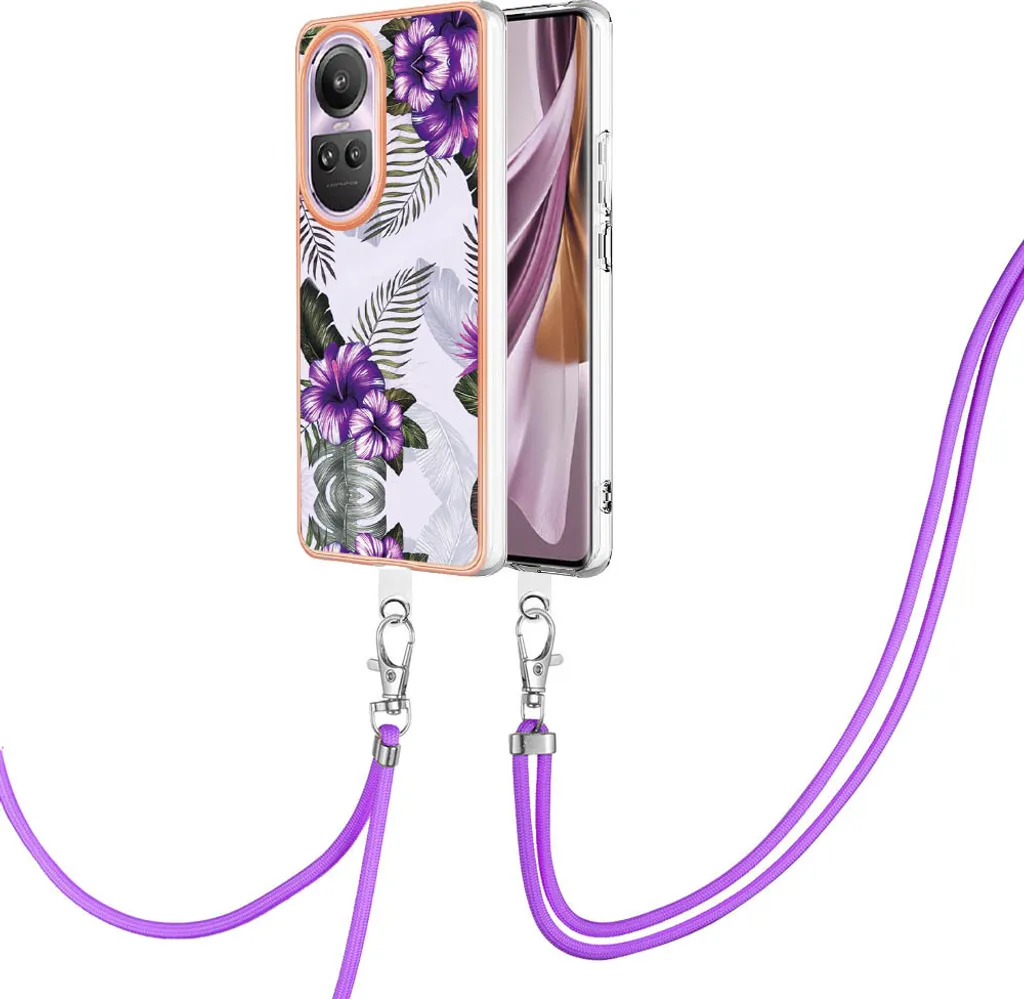 Custodia Oppo Reno10 Pro 5G Anti-Caduta - Cover con Cinturino Viola