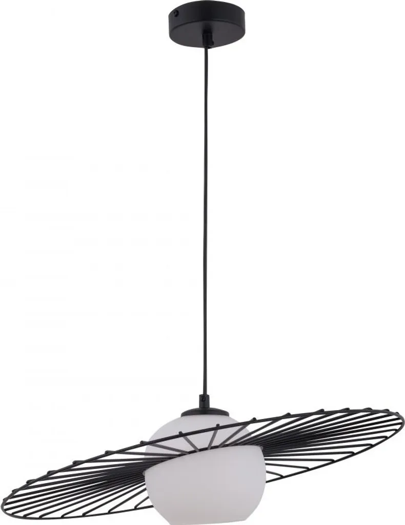 Lampe suspendue E27 15W verre blanc et métal noir Sigma Sol Design