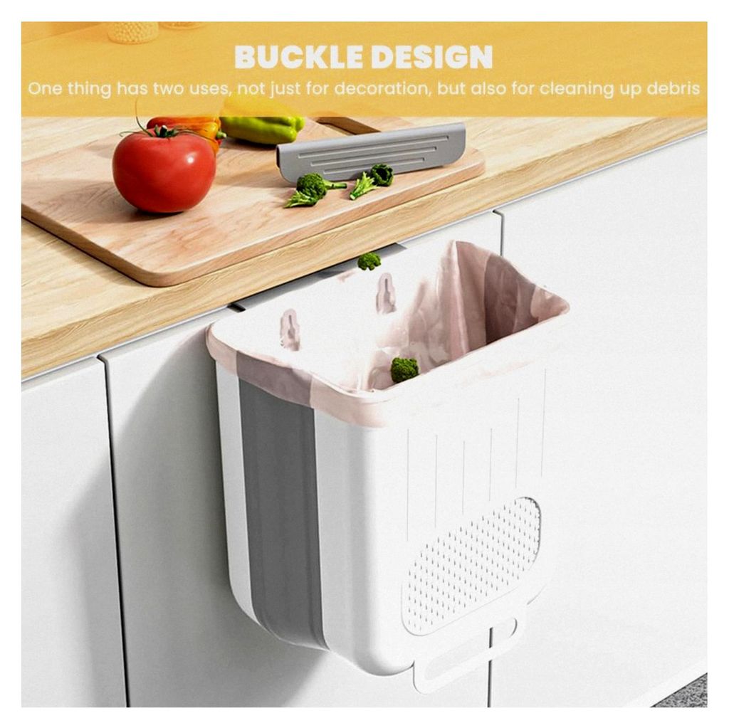 Mülleimer für die Küche, Biomülleimer, klappbarer Wandmülleimer für Küche, Camping, Schrank, Badezimmer, Büro, Auto, Schlafzimmer (Grau, 6L)
