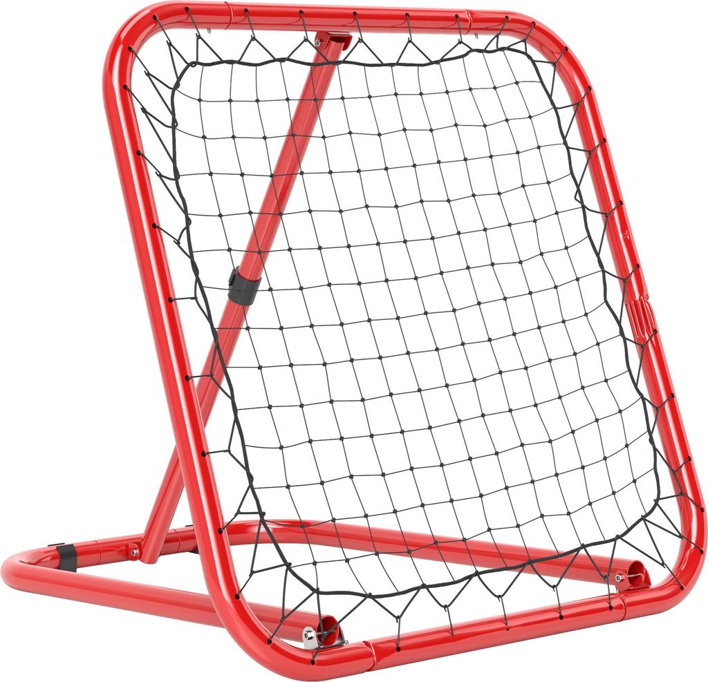 Fußball Rebounder-Netz, klappbar, Rückprallwand, Verstellbar in 5 Stufen, Metall, 78 x 84 x 65-78 cm, Rot