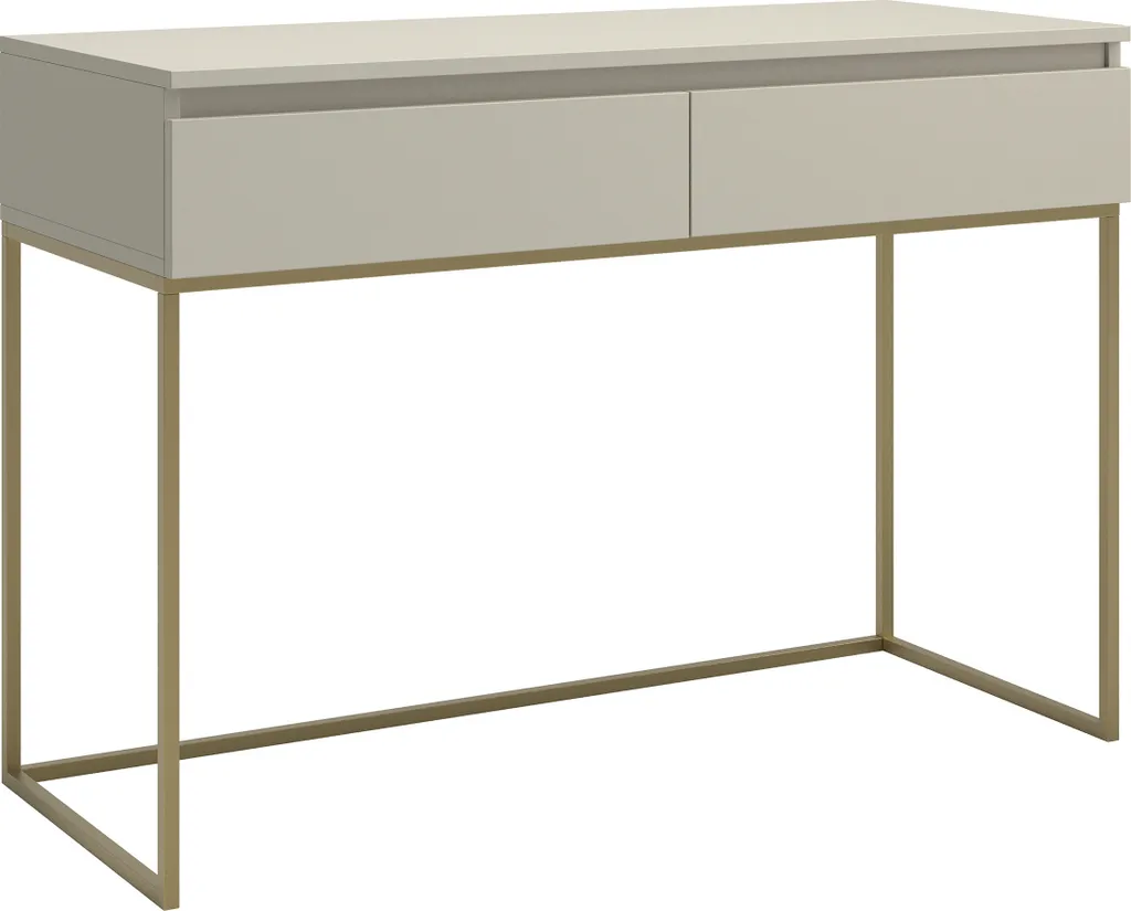 Coiffeuse Bureau Chic Bemmi 120 cm Gris Beige et Structure Dorée