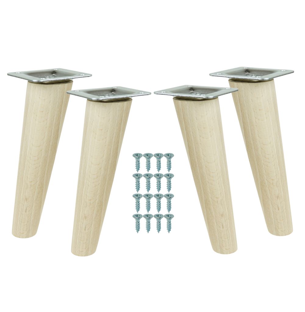 Möbelfüße 15 cm Höhe Holzfüße schräg aus Buche Produktbild 