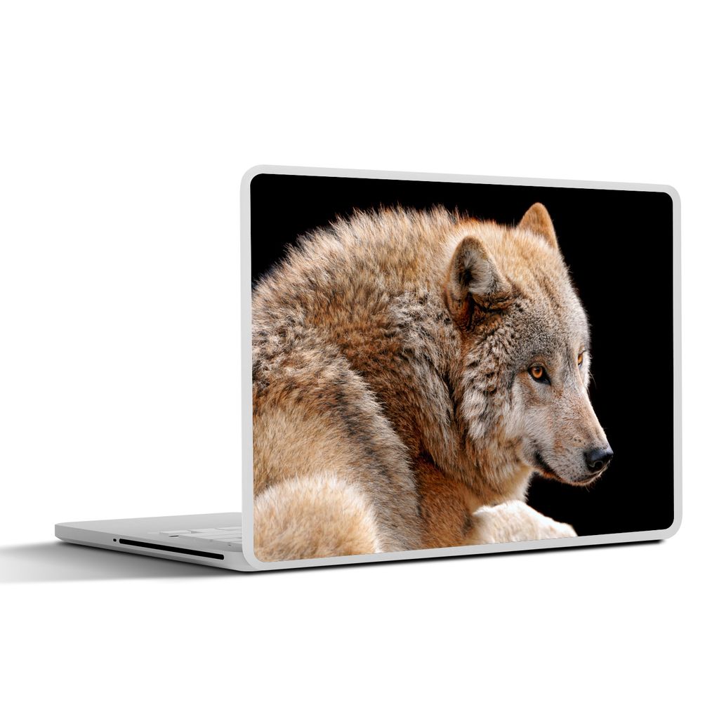 MuchoWow Laptop Aufkleber Sticker Cover Brauner Wolf 30x22 cm - Laptop-Sticker