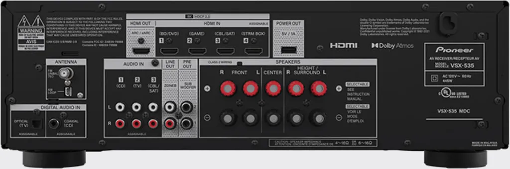 Ampli Pioneer VSX-535D-B : Le Choix Idéal pour Gaming 8K et Cinéma 5.2