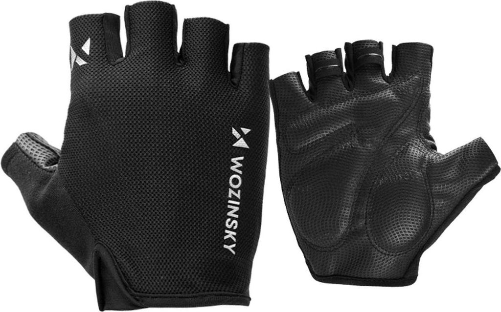 Wozinsky WRR-01 Fahrradhandschuhe Sommer rutschfest luftig Nylon Kunstleder Baumwolle Schwarz Größe XL