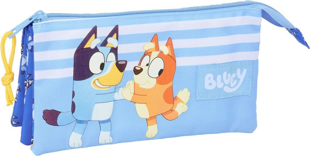 Dreifaches Mehrzweck-Etui Bluey Let's play Blau 22 x 12 x 3 cm