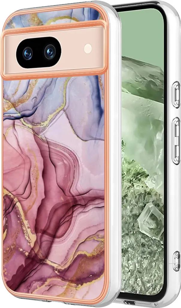 Custodia per Pixel 8A in Silicone - Cover TPU Fantasia Oro Rosa