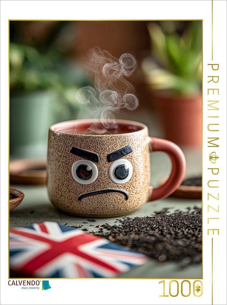 CALVENDO Puzzle Meckernder Earl Grey - Britischer Teegenuss mit Haltung | 1000 Teile Lege-Größe 64x48cm Foto-Puzzle für glückliche Stunden