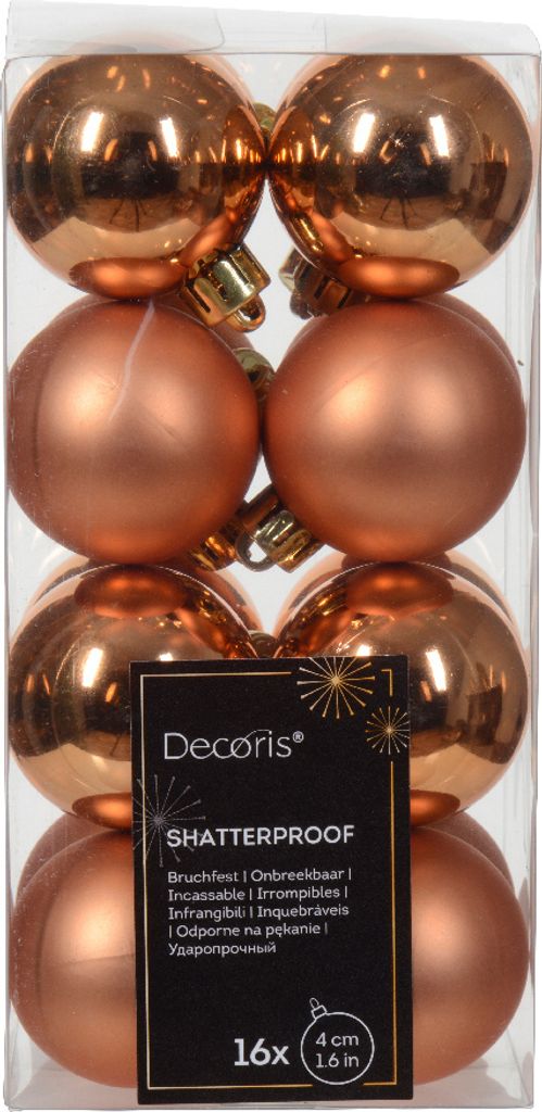 Weihnachtskugeln Kunststoff 4cm 16 Stück - Kupferrot