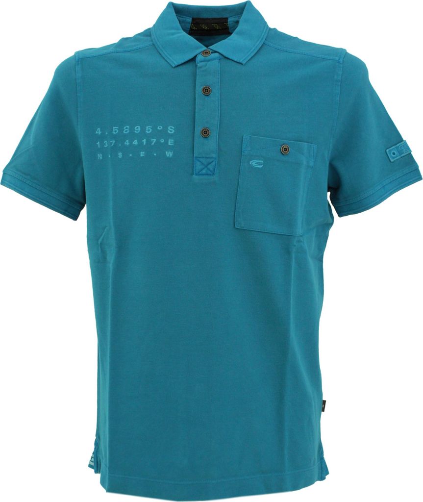 28092 Camel Active, , kurzarm Polohemd Poloshirt, Pique, blue, S