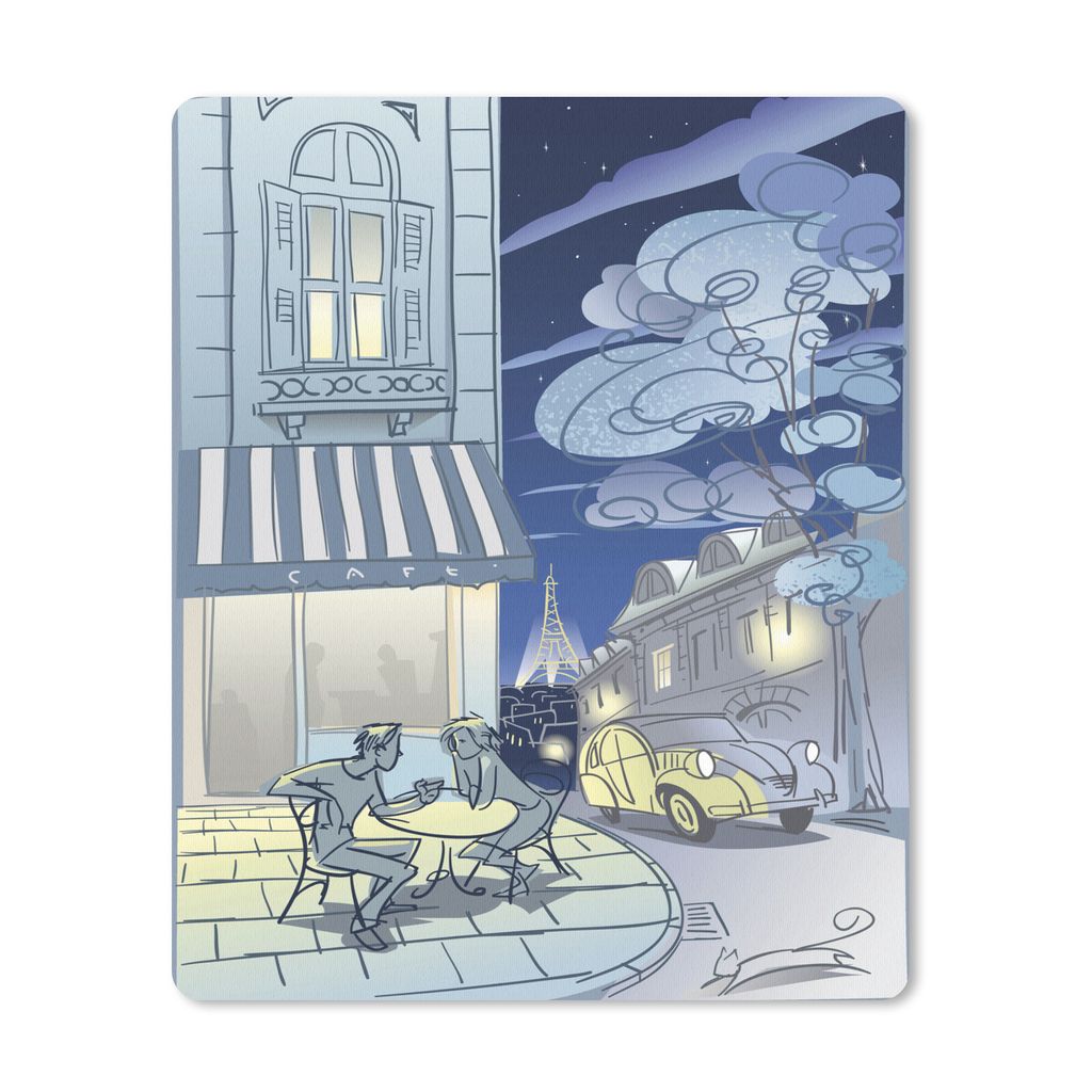 MuchoWow Mauspad Mousepad Paris - Zeichnung - Nacht 19x23 cm - Mousepads - Maus Mat - Pad - Mausunterlage - Mauspads - Spielen