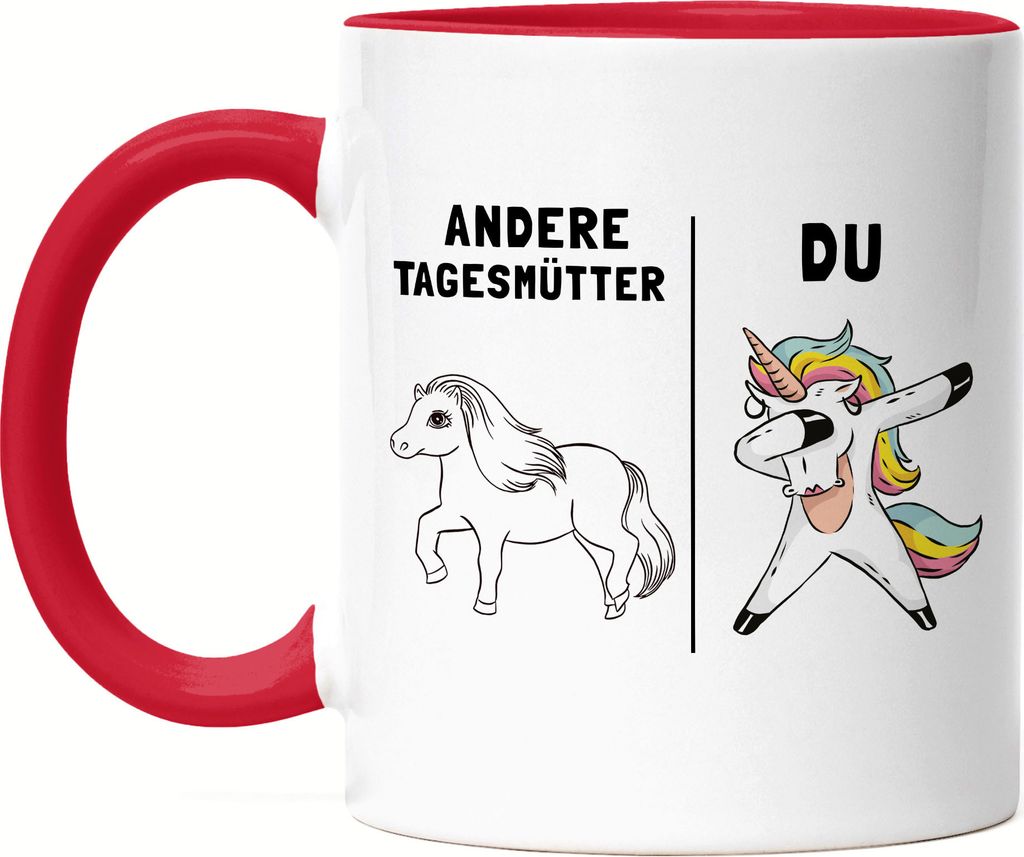 Tagesmutter Tasse Rot Kindergarten Abschied Einhorn Lustig Dankeschön & Abschiedsgeschenk Kindergarten Kita