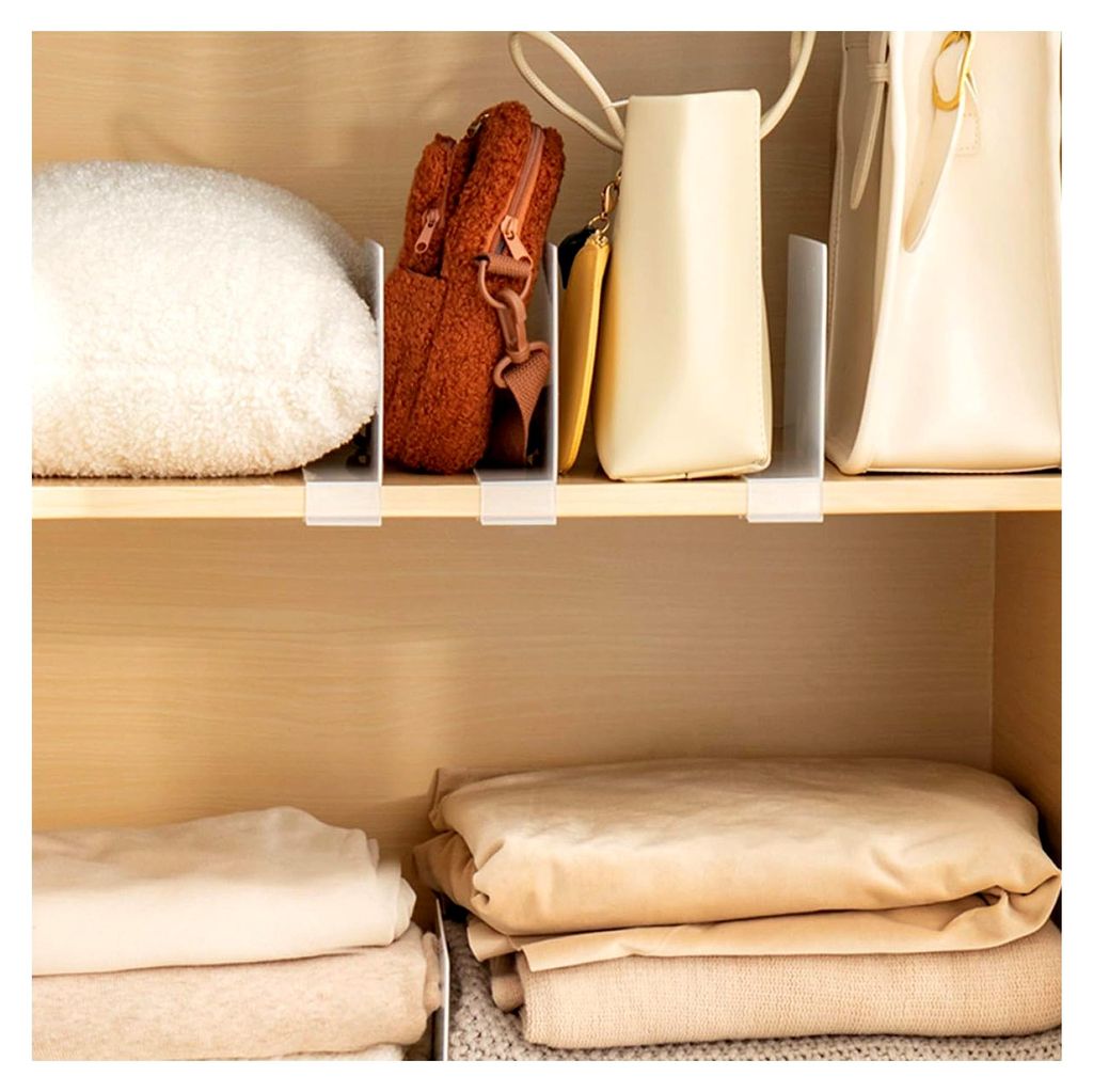 4 Stück transparente PP Regaltrenner für Kleiderschrank, Küchenregal und Büro